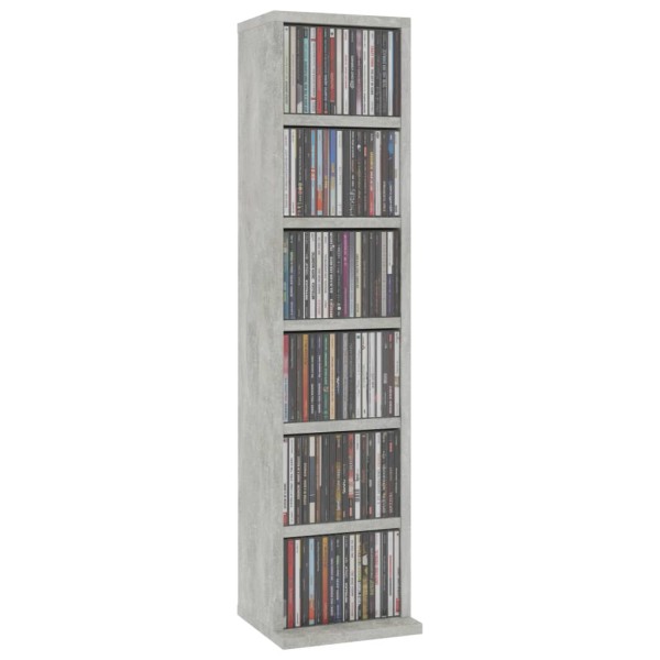Estantería de CDs madera contrachapada gris hormigón 21x20x88cm Estantería de CDs madera contrachapada gris hormigón 21x20x88cm