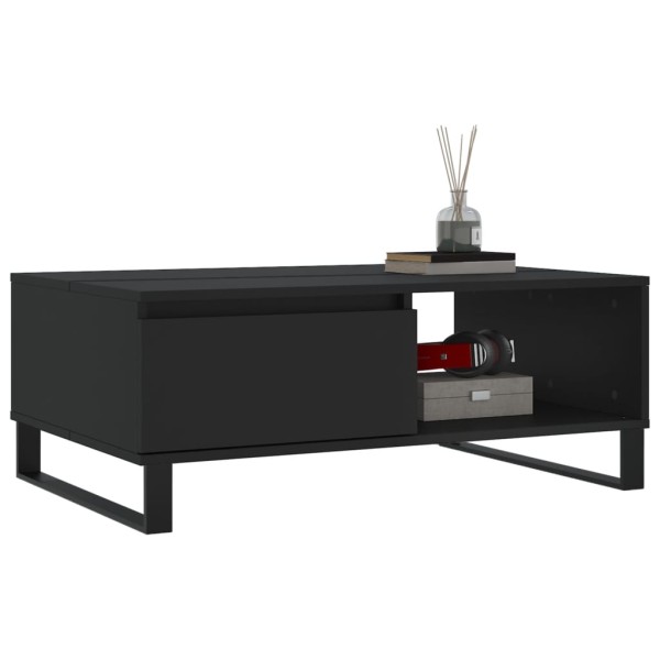 Mesa de centro madera de ingeniería negro 90x60x35 cm
