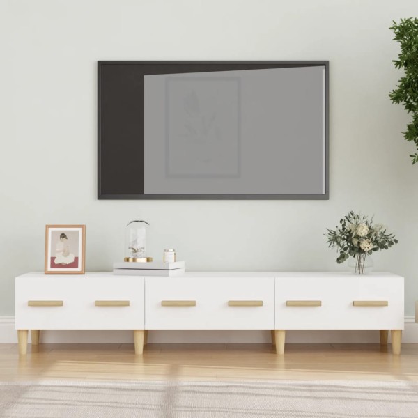 Mueble de TV madera contrachapada blanco 150x34,5x30 cm Mueble de TV madera contrachapada blanco 150x34,5x30 cm
