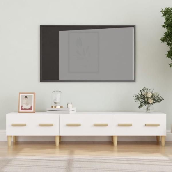 Mueble de TV madera contrachapada blanco 150x34,5x30 cm Mueble de TV madera contrachapada blanco 150x34,5x30 cm
