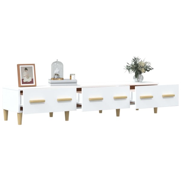 Mueble de TV madera contrachapada blanco 150x34,5x30 cm Mueble de TV madera contrachapada blanco 150x34,5x30 cm