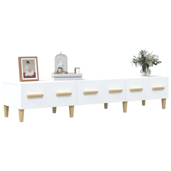 Mueble de TV madera contrachapada blanco 150x34,5x30 cm Mueble de TV madera contrachapada blanco 150x34,5x30 cm