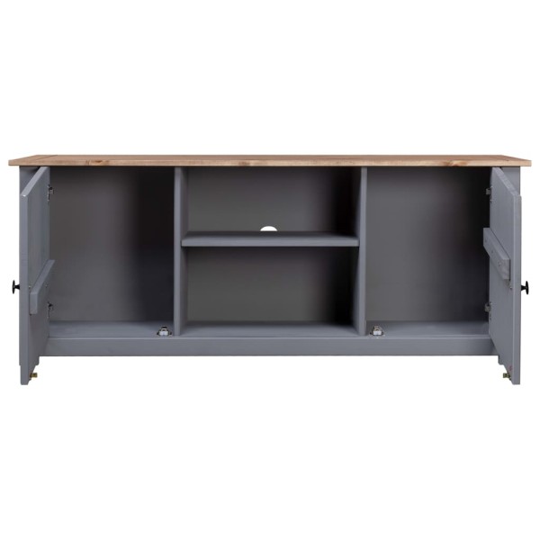 Mueble de TV madera maciza pino estilo Panamá gris 120x40x50 cm