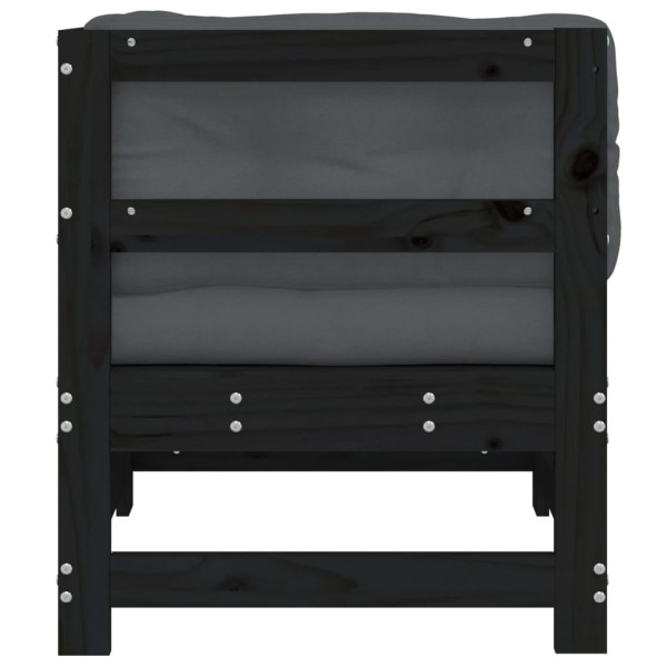 Sofá esquinero con cojines madera maciza de pino negro Sofá esquinero con cojines madera maciza de pino negro