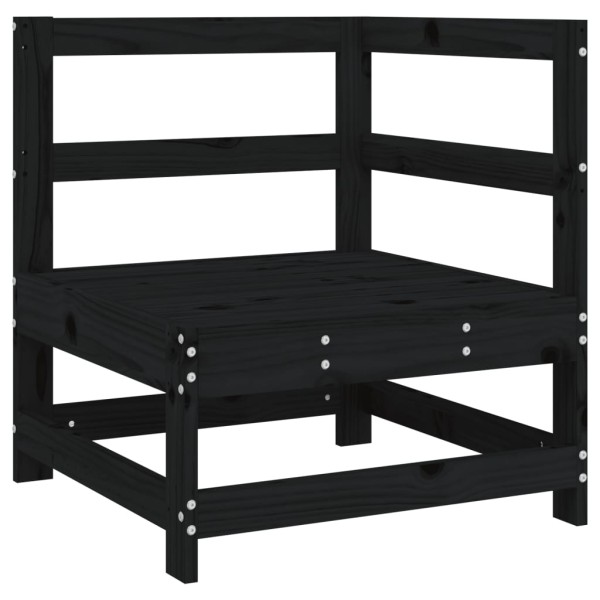 Sofá esquinero con cojines madera maciza de pino negro Sofá esquinero con cojines madera maciza de pino negro