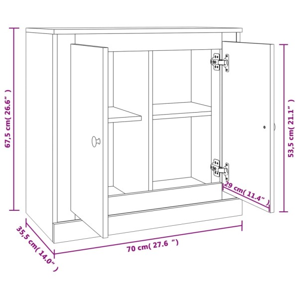 Aparador de madera contrachapada roble ahumado 70x35,5x67,5 cm Aparador de madera contrachapada roble ahumado 70x35,5x67,5 cm