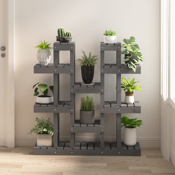 Soporte para plantas madera maciza pino gris 104,5x25x109,5 cm Soporte para plantas madera maciza pino gris 104,5x25x109,5 cm