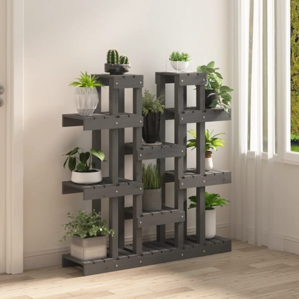 Soporte para plantas madera maciza pino gris 104,5x25x109,5 cm Soporte para plantas madera maciza pino gris 104,5x25x109,5 cm
