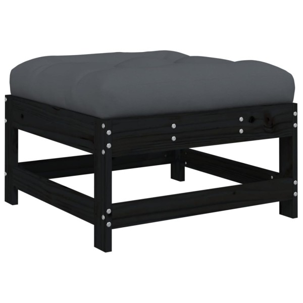 Taburetes de jardín con cojines 2 uds madera maciza pino negro Taburetes de jardín con cojines 2 uds madera maciza pino negro