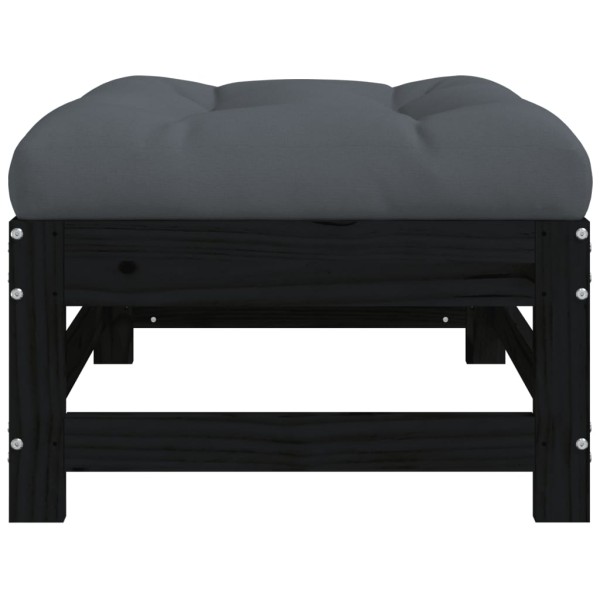 Taburetes de jardín con cojines 2 uds madera maciza pino negro Taburetes de jardín con cojines 2 uds madera maciza pino negro