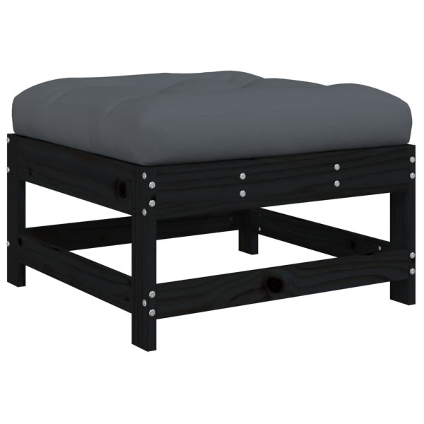 Taburetes de jardín con cojines 2 uds madera maciza pino negro Taburetes de jardín con cojines 2 uds madera maciza pino negro