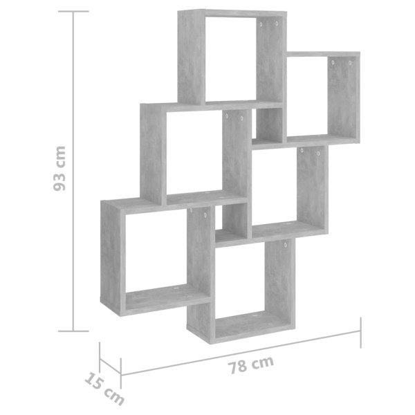 Estante cubo de pared contrachapado gris hormigón 78x15x93 cm Estante cubo de pared contrachapado gris hormigón 78x15x93 cm