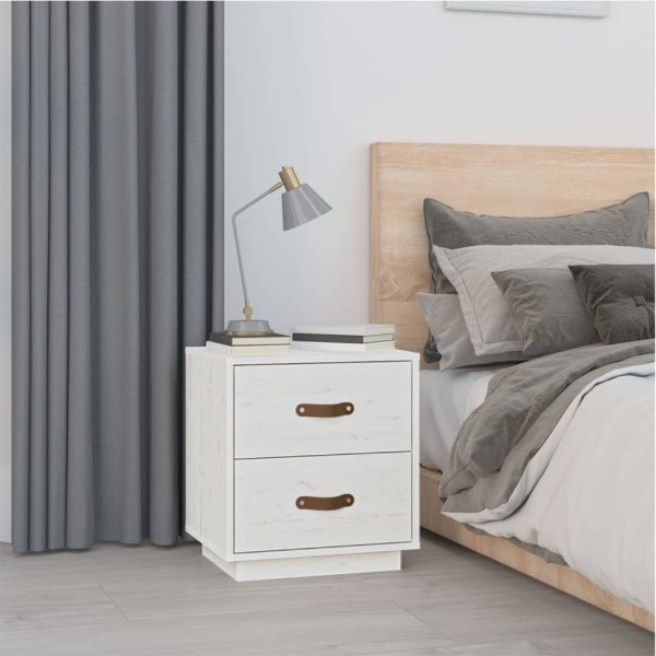 Mesita de noche madera maciza de pino blanco 40x34x45 cm Mesita de noche madera maciza de pino blanco 40x34x45 cm