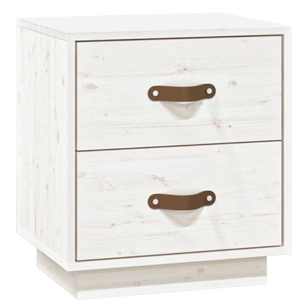 Mesita de noche madera maciza de pino blanco 40x34x45 cm Mesita de noche madera maciza de pino blanco 40x34x45 cm