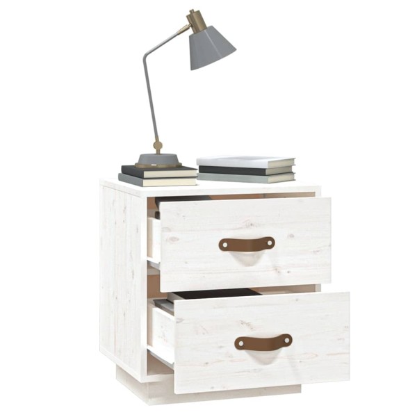 Mesita de noche madera maciza de pino blanco 40x34x45 cm Mesita de noche madera maciza de pino blanco 40x34x45 cm