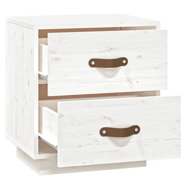 Mesita de noche madera maciza de pino blanco 40x34x45 cm Mesita de noche madera maciza de pino blanco 40x34x45 cm