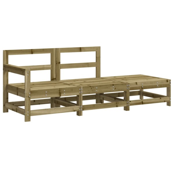 Juego de sofás jardín 3 pzas y cojines madera pino impregnada Juego de sofás jardín 3 pzas y cojines madera pino impregnada