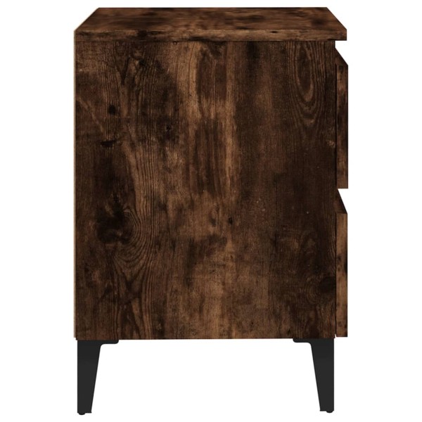 Mesita de noche 2 uds patas de metal roble ahumado 40x35x50 cm Mesita de noche 2 uds patas de metal roble ahumado 40x35x50 cm