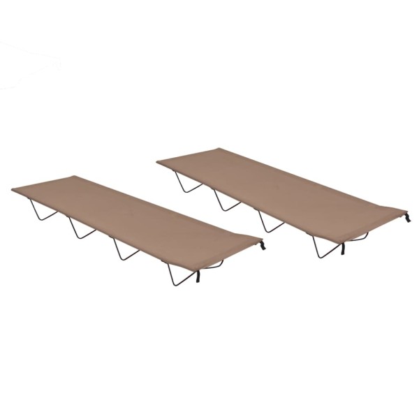 Camas de camping 2 uds tela Oxford y acero taupé 180x60x19 cm Camas de camping 2 uds tela Oxford y acero taupé 180x60x19 cm