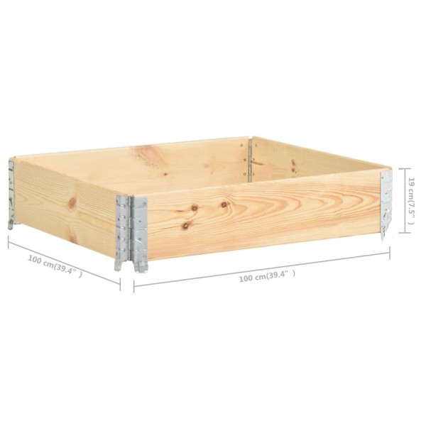Collar de caja de pallet madera maciza de pino 100x100 cm Collar de caja de pallet madera maciza de pino 100x100 cm