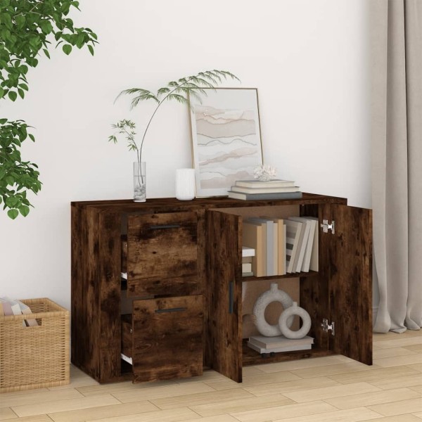 Aparador madera contrachapada roble ahumado 100x33x59,5 cm Aparador madera contrachapada roble ahumado 100x33x59,5 cm