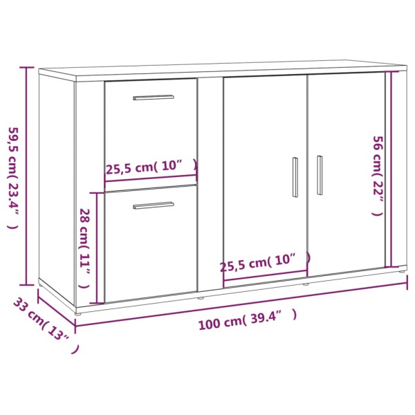 Aparador madera contrachapada roble ahumado 100x33x59,5 cm Aparador madera contrachapada roble ahumado 100x33x59,5 cm