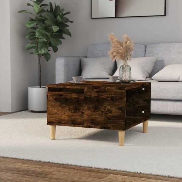 Mesa de centro madera contrachapada roble ahumado 55x55x36,5 cm Mesa de centro madera contrachapada roble ahumado 55x55x36,5 cm