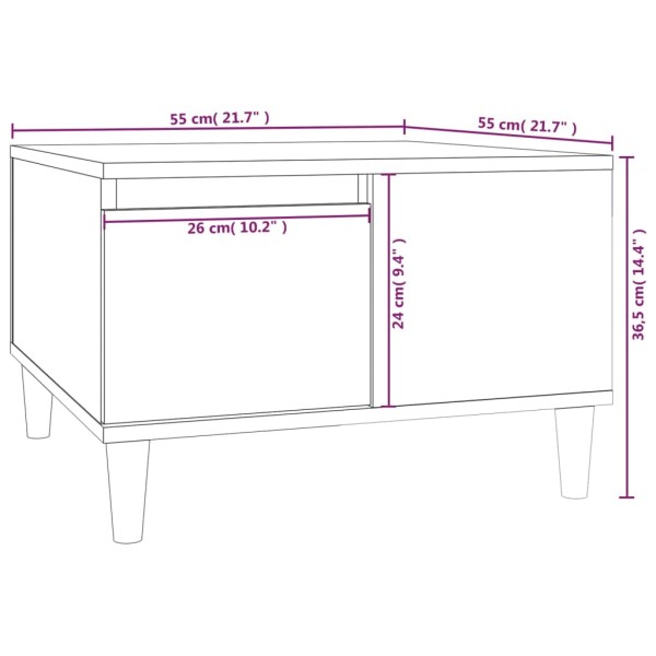 Mesa de centro madera contrachapada roble ahumado 55x55x36,5 cm Mesa de centro madera contrachapada roble ahumado 55x55x36,5 cm