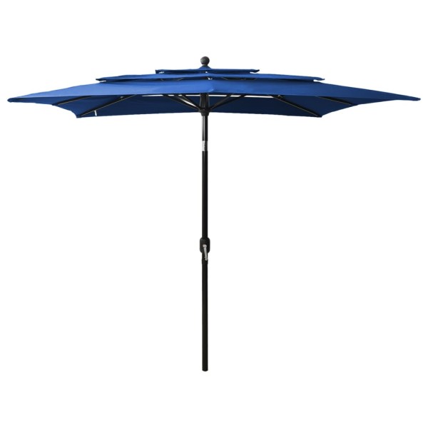 Sombrilla de 3 niveles con poste aluminio azul azure 2,5x2,5 m Sombrilla de 3 niveles con poste aluminio azul azure 2,5x2,5 m