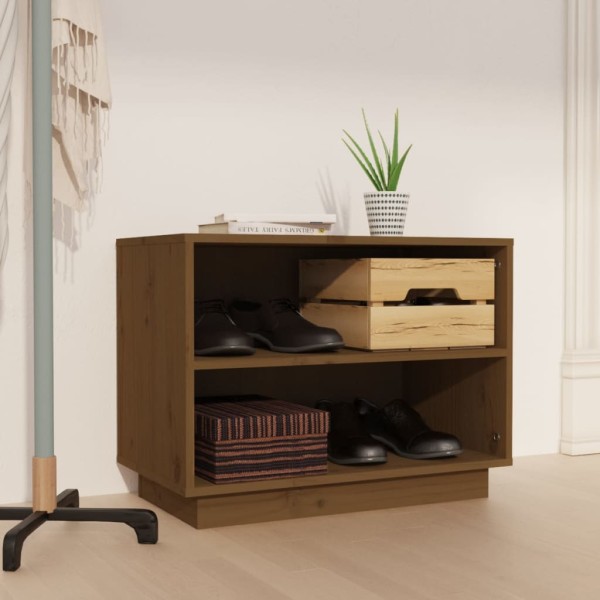 Armario zapatero madera maciza de pino marrón miel 60x34x45 cm Armario zapatero madera maciza de pino marrón miel 60x34x45 cm