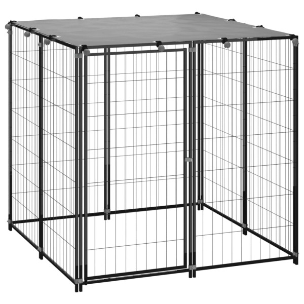 Perrera de acero negro 10x110x110 cm Perrera de acero negro 10x110x110 cm