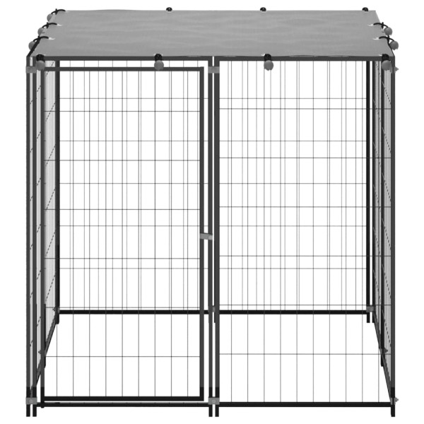 Perrera de acero negro 10x110x110 cm Perrera de acero negro 10x110x110 cm