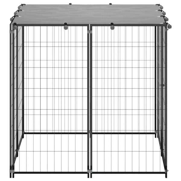 Perrera de acero negro 10x110x110 cm Perrera de acero negro 10x110x110 cm