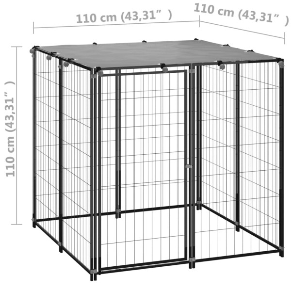 Perrera de acero negro 10x110x110 cm Perrera de acero negro 10x110x110 cm