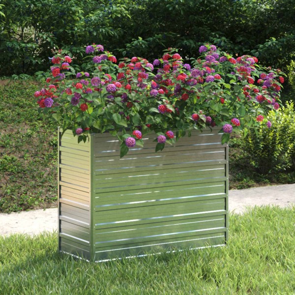 Arriate de acero galvanizado plateado 100x40x77 cm Arriate de acero galvanizado plateado 100x40x77 cm