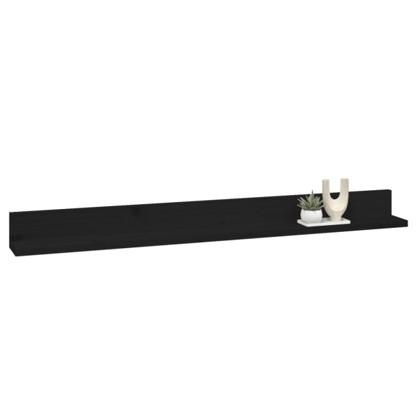 Estantes de pared 2 uds madera maciza de pino negro 110x11x9 cm