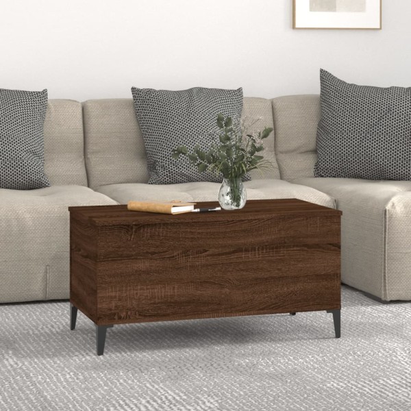 Mesa de centro madera contrachapada roble marrón 90x44,5x45 cm Mesa de centro madera contrachapada roble marrón 90x44,5x45 cm
