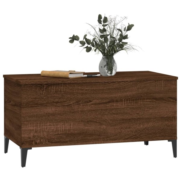 Mesa de centro madera contrachapada roble marrón 90x44,5x45 cm Mesa de centro madera contrachapada roble marrón 90x44,5x45 cm