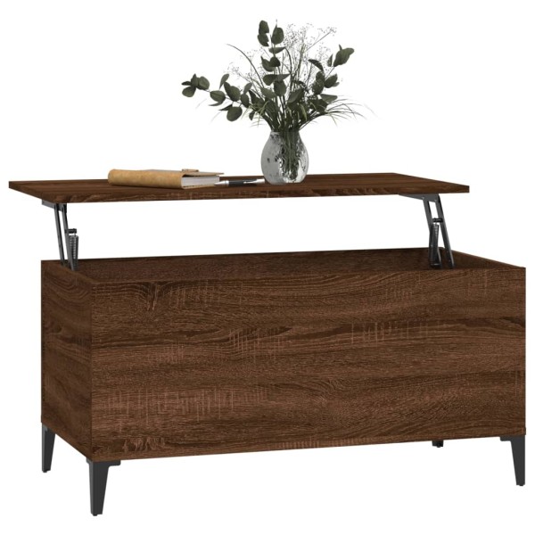 Mesa de centro madera contrachapada roble marrón 90x44,5x45 cm Mesa de centro madera contrachapada roble marrón 90x44,5x45 cm