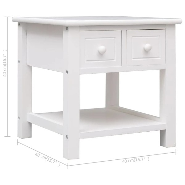 Mesa auxiliar madera de Paulownia blanco 40x40x40 cm Mesa auxiliar madera de Paulownia blanco 40x40x40 cm
