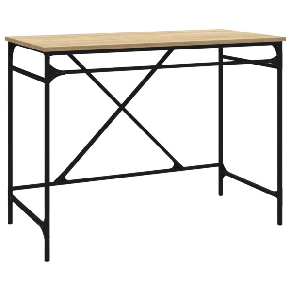Escritorio hierro madera contrachapada roble Sonoma 100x50x75cm Escritorio hierro madera contrachapada roble Sonoma 100x50x75cm