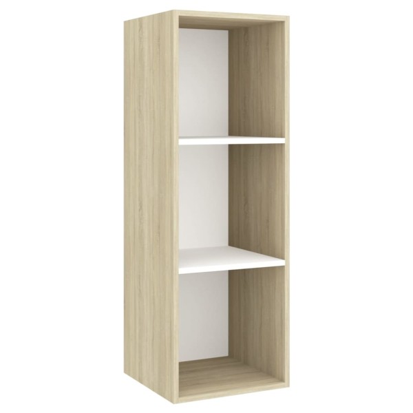 Muebles de salón 3 pzas madera ingeniería blanco y roble Sonoma Muebles de salón 3 pzas madera ingeniería blanco y roble Sonoma