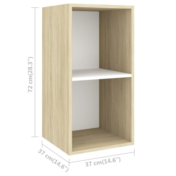 Muebles de salón 3 pzas madera ingeniería blanco y roble Sonoma Muebles de salón 3 pzas madera ingeniería blanco y roble Sonoma