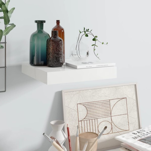 Estante flotante de pared blanco brillante MDF 23x23,5x3,8 cm Estante flotante de pared blanco brillante MDF 23x23,5x3,8 cm