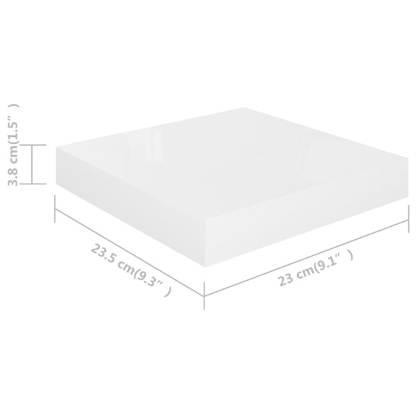 Estante flotante de pared blanco brillante MDF 23x23,5x3,8 cm Estante flotante de pared blanco brillante MDF 23x23,5x3,8 cm