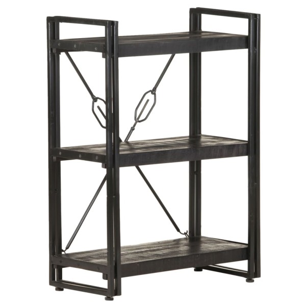Estantería de 3 niveles madera maciza de mango negro 60x30x80cm
