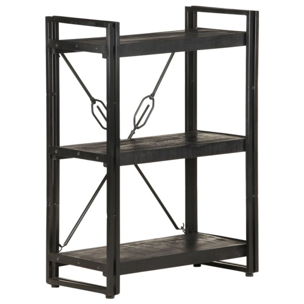Estantería de 3 niveles madera maciza de mango negro 60x30x80cm