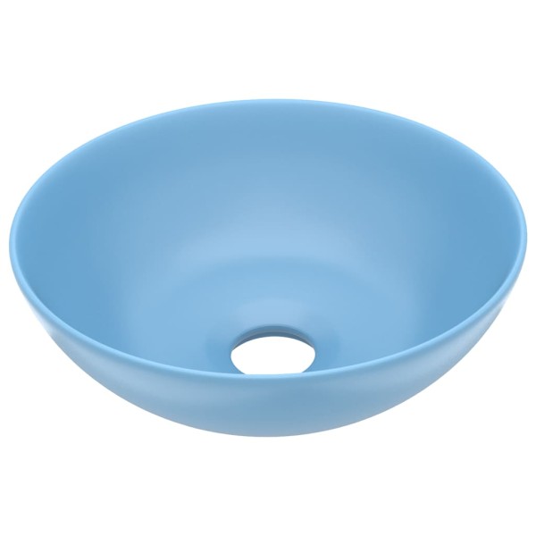 Lavabo de cuarto de baño redondo cerámica azul claro Lavabo de cuarto de baño redondo cerámica azul claro