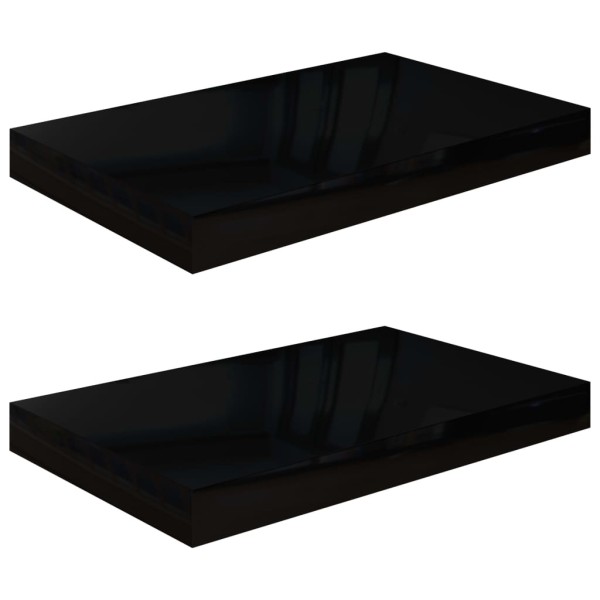 Estante flotante de pared 2 uds MDF negro brillo 40x23x3,8 cm Estante flotante de pared 2 uds MDF negro brillo 40x23x3,8 cm