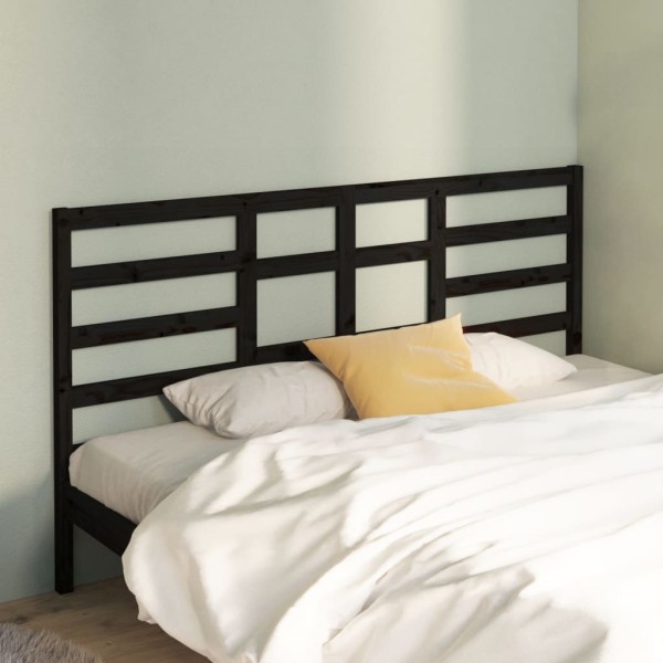 Cabecero de cama madera maciza de pino negro 206x4x104 cm Cabecero de cama madera maciza de pino negro 206x4x104 cm